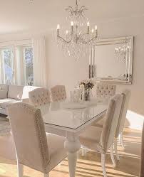 Very Monochromatic But Beautiful Dining Room With All The Lovely Sparkly Components Combined Luxury Dining Room Beautiful Dining Rooms Dining Room Table Decor