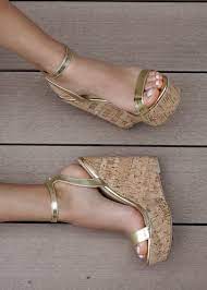 Amora Gold Cork Wedgeus 10 Euro 40 In 2021 Womens Sandals Wedges Gold High Heel Sandals Shoes Women Heels