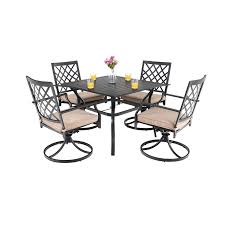Patio dining sets for 4 outdoor. Viewmont 5 Piece Outdoor Dining Set With Large Table And 4 Swivel Chairs By Havenside Home Overstock 29156340