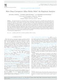 The malaysian society for transparency and integrity (ti malaysia). Pdf How Does Corruption Affect Public Debt An Empirical Analysis Arusha Cooray And Ratbek Dzhumashev Academia Edu