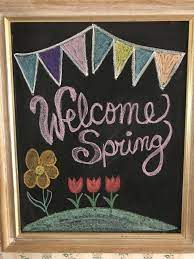On the second floor there is a wall which is a chalkboard. 10 Fun Chalkboards To Welcome Spring Looks Like Happy Spring Chalkboard Art Spring Chalkboard Chalkboard Art