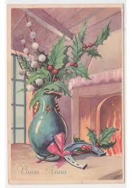 1952 Cartolina Fp Auguri Di Buon Anno Agrifoglio Ferro Di Cavallo Camino Acceso Cartoline Buon Natale Cartolina Buon Natale