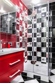 Victorian old english original style classic border black and white metre length. 75 Beautiful Red Black And White Tile Bathroom Pictures Ideas July 2021 Houzz