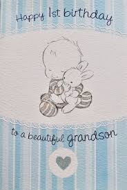 Birthday Message For Grandson Happy 1st Birthday To A Beautiful Grandson Greeting Card Envelope Baby New Busquets Birthdaygr 1st Birthday Cards Happy 1st Birthdays 1st Birthday Quotes