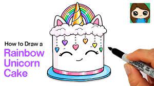 How To Draw A Rainbow Unicorn Cake Youtube Unicorn Cake Rainbow Unicorn Cake Cake Drawing