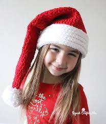 It's also a great hat pattern for ambitious 2×2 rib: Easy Crochet Santa Hat Repeat Crafter Me