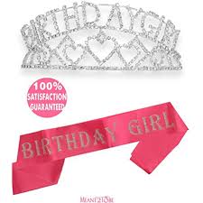 21st Birthday Crown And Sash Meant2tobe Pink Birthday Girl Sash And Tiara Birthday Girl Sash And Crown Happy Birthday Party Supplies Favors Decorations 16th Pink Birthday Birthday Supplies 90th Birthday