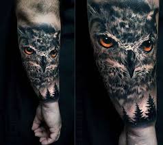 Bird Of Prey Tattoo Sleeve Male Forearms Realistic Sombre Eyed Owl Tattoo Realistic Owl Tattoo Mens Owl Tattoo Owl Tattoo Sleeve