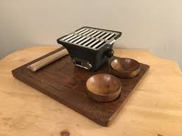 Tabletop Hibachi 1970 S Vintage Teak Sideboard With Cast Iron Hibachi Teak Sauce Bowls Skewers In Great Vintage Teak Sideboard Hibachi Grill Teak Sideboard