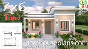 House plans 10.7×10.5 with 2 bedrooms flat roof. House Plans 7x6 With One Bedroom Flat Roof Samhouseplans