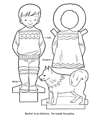 Bluebonkers Youth Activity Sheets Paper Dolls Eskimo Boy Paper Dolls Eskimo Coloring Pages