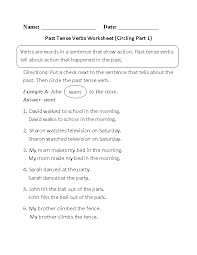 Verbs Worksheets Verb Tenses Worksheets