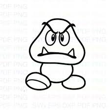More mario bros coloring pages. Goomba Super Mario Outline Svg Stitch Silhouette Coloring Etsy