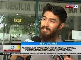 Aktibista at manunulat na si Angelo Suarez, pormal nang kinasuhan ng  vandalism