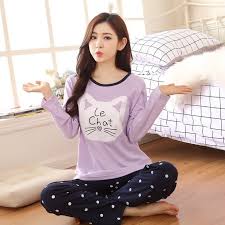 Free Shipping Women Pajamas Cotton Clothes Long Tops Set Female Pajamas Sets Night Suit Sleepwear Women Home Clothes Ladies Set Https Jumpsuitelegant Tk Pajamas Women Cute Pajama Sets Pajama Set Women