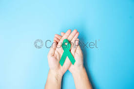 It is meant to signify survivors of cancer, as well. September Ovarian Cancer Awareness Month Woman Holding Teal Ribbon Color Stock Photo Crushpixel