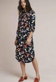 Maeve Anthropologie Martina Belted Bird Print Dress Womens Sz 6 Ebay Bird Print Dress Print Dress Spring Fashion