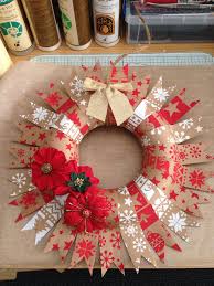 Polystyrene Ring Covered With 23 24 3 Strips Of Hobby Craft Kraft Paper Christmas Xmas Crafts Recycled Christmas Decorations Diy Christmas Ornaments