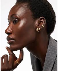 Ana Luisa Brass and Cubic Zirconia Eden Mini Huggie Earrings