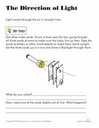 Direction Of Light Worksheet Education Com Light Science Science Worksheets Light Experiments