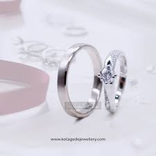 Cincin Kawin Tunangan Diamond Palladium Emas Putih Pd0144wg
