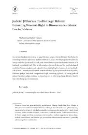 Law reform (marriage and divorce). Pdf Judicial Ijtihad As A Tool For Legal Reform Extending Women S Right To Divorce Under Islamic Law In Pakistan Zubair Abbasi Academia Edu
