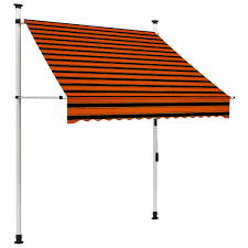 Vidaxl Toldo Manual Retractil Naranja Y Marron 150 Cm Retractable Awning Patio Awning Outdoor Window Awnings