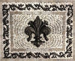 Medallion backsplash 36x36 tile mosaic travertine wall or flooring design deco art. Fleur De Lis Backsplash Tile Mosaic And Metal Medallion