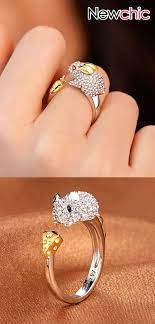 Cute Chinese Zodiac Stylish Gold Rings Animals Wedding Diamonds Silver Rings Gift For Girls Women Women Accessories Jewelry Ring Gift Rings For Girls