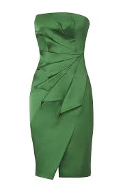 Sale Garments Green Strapless Satin Pencil Dress Karenmillen Stores Limited Karen Millen Dress Green Dress Dresses