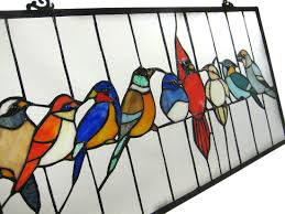 Birds On A Wire Stained Glass Leaded Stained Glass Birds On Wire Window Panel Stained Glass Birds Stained Glass Repair Glass Birds