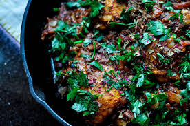 Bone In Chicken Thigh In Tomato Sauce With Green Olives Kitchenmess Green Olives Bone In Chicken Thighs Chicken Spices