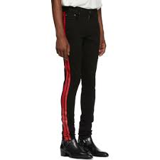 Black And Red Jeans Men Amiri Black Stack Track Jeans Size 28 S Red Striped Distressed Five Pocket Amiri Classic Denim Trends Striped Jeans Denim Jeans Men