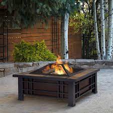 Fire pits are both trendy and fashionable. Real Flame Black Steel Morrison Square Fire Pit Lowe S Canada