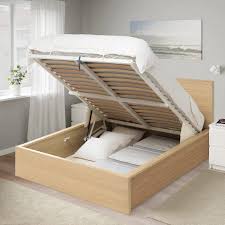 Malm Cadre Lit Coffre Plaque Chene Blanchi 140x200 Cm Ikea Rangement Sous Lit Lit Coffre Cadre De Lit