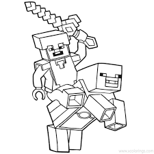 Top 35 free printable spring coloring pages online. Minecraft Sword Coloring Pages Steve On The Horse With Sword Xcolorings Com