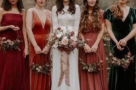 You Ve Got To See The Bridesmaids In Jewel Tones Floral Hoops In This Luxe Autumn Wedding Inspiration Green Wedding Shoes Wedding Inspiration Fall Fall Bridesmaid Dresses Bridesmaid