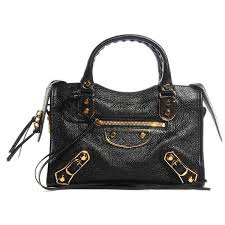 Black And Gold Purse Balenciaga Chevre Metallic Edge Gold Classic Mini City Black Studded Handbag Studded Purse Balenciaga