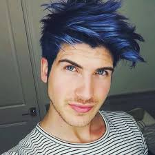 Image about hair in blue aesthetics by ･ﾟ✧ sad kate ☹. Metallic Blue Hair Color For Men Men Hair Color Blue Hair Boys Blue Hair
