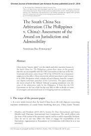 Pdf The South China Sea Arbitration The Philippines V China Assessment Of The Award On Jurisdiction And Admissibility