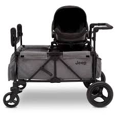 Jeep Wrangler Stroller Wagon With Included Car Seat Adapter By Delta Children Gray In 2020 Jeep Baby Baby Strollers Stroller