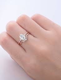 Oval Moissanite Engagement Ring Set Rose Gold Engagement Ring Etsy Rose Gold Engagement Ring Etsy Rose Engagement Ring Moissanite Engagement Ring Oval