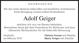 Traueranzeigen von Adolf Geiger