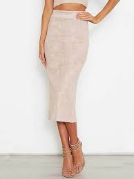 Féminine jupe crayon taille haute noire stretch habillé soirée chic mosquitos tm. Jupe Crayon Moulante Mi Longue En Daim Tidebuy Com