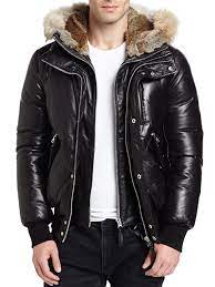Men Real Hooded Fur Black Jacket Leather Jacket With Hood Leather Jacket Leather Jacket Men