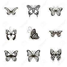 Черно-белые Иконки Бабочки, Мультяшный Стиль Клипарты, SVG, векторы, и  Набор Иллюстраций Без Оплаты Отчислений. Image 70440352