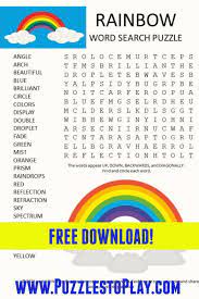 Disney word search puzzles can help your kids exercise their brain while enjoying their favorite disney movies. Rainbow Word Search Puzzle Rainbow Words Kids Learning Activities Summer Words