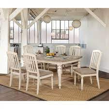 A traditional dining table set inspired by the farmhouse antique furniture look. Summer 7 Piece Dining Room Set In Antique White Gray Finish By Furniture Of America Foa Cm3753t