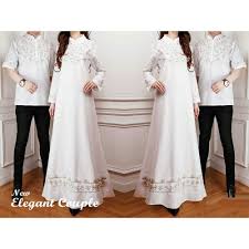 30 april 2020 oleh kanika. Elegan Couple Busana Lebaran Muslim Gamis Putih Wanita Dan Kemeja Pria Kerah Baju Koko Shopee Indonesia