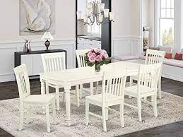 Amazon Com 7 Piece Table And Chair Set With One Dover Dining Room Table And 6 Dining Solid Wood Dining Set Solid Wood Dining Room Wood Rectangle Dining Table
